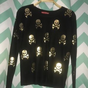 Off Saks black and Gold Skull Sweater